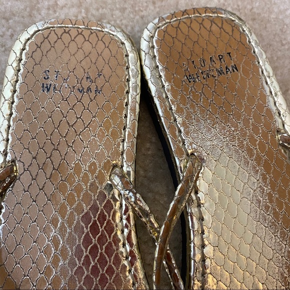 💝Stuart Weitzman Metallic Gold Slippers - Picture 2 of 4